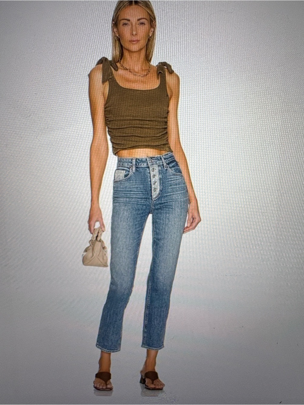 PAIGE “Sarah” Straight ankle distressed Button-Fly Jeans
